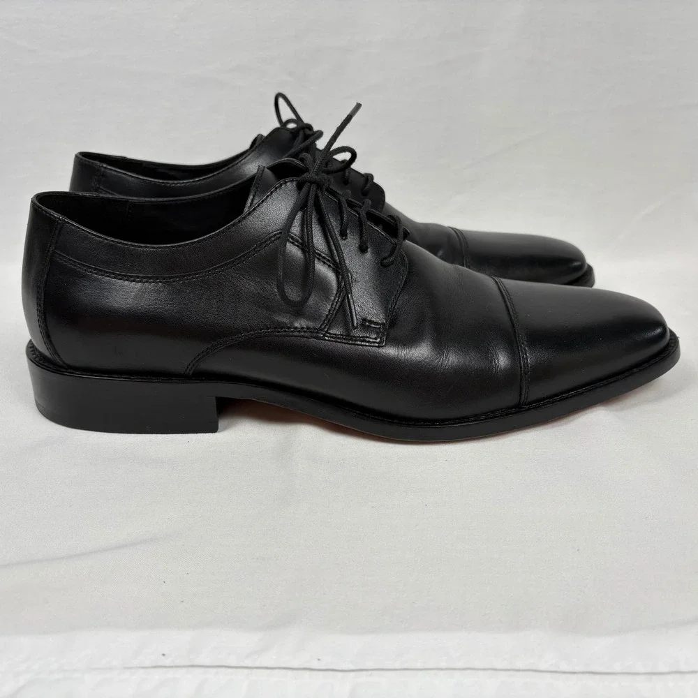 Johnston & Murphy Dress Shoes 12M Black Leather Cap Toe Oxford Formal Business
